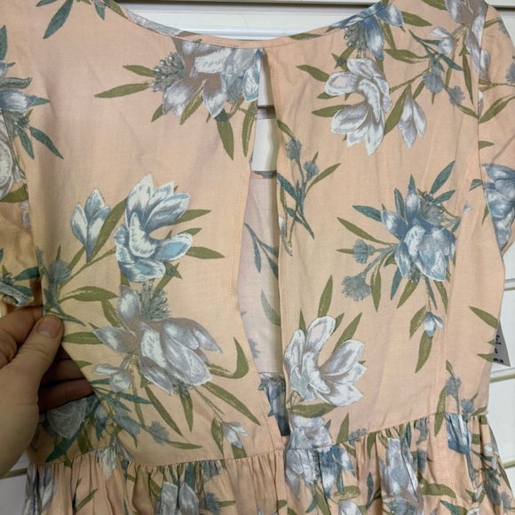 Aritzia Talula Womens Small Bayberry Blush Pink Floral Babydoll Mini Dress Rayon - Picture 7 of 9